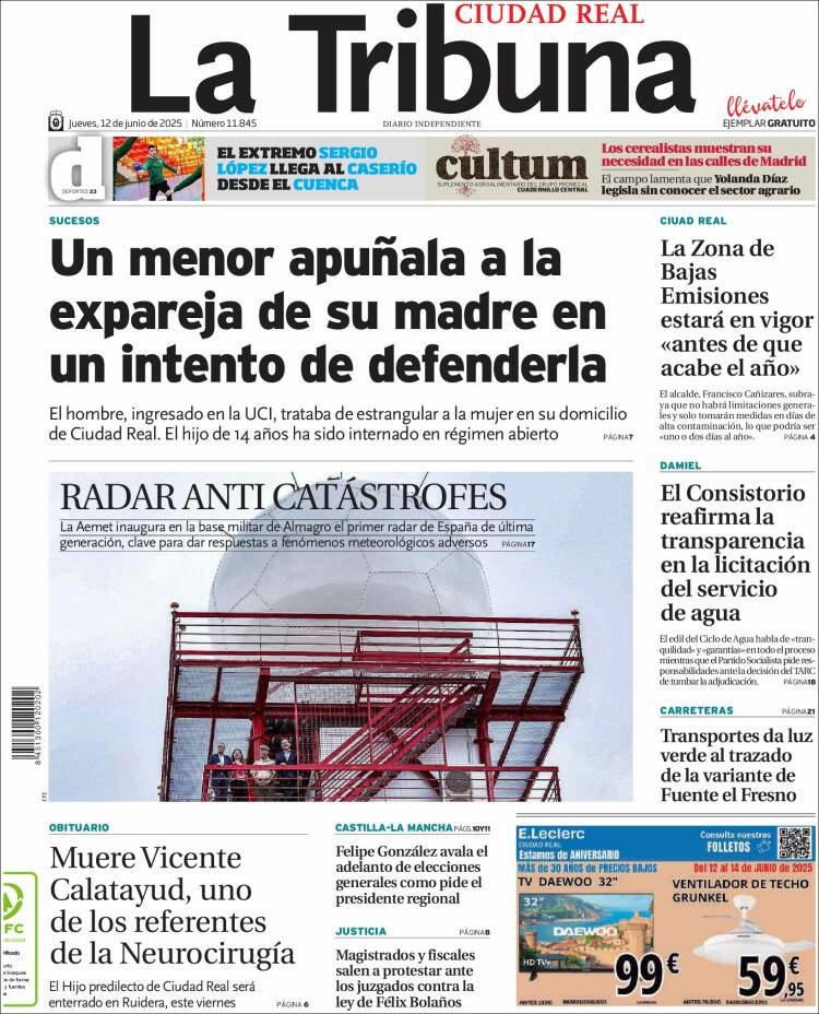 Portada de La Tribuna de Ciudad Real (Spain)