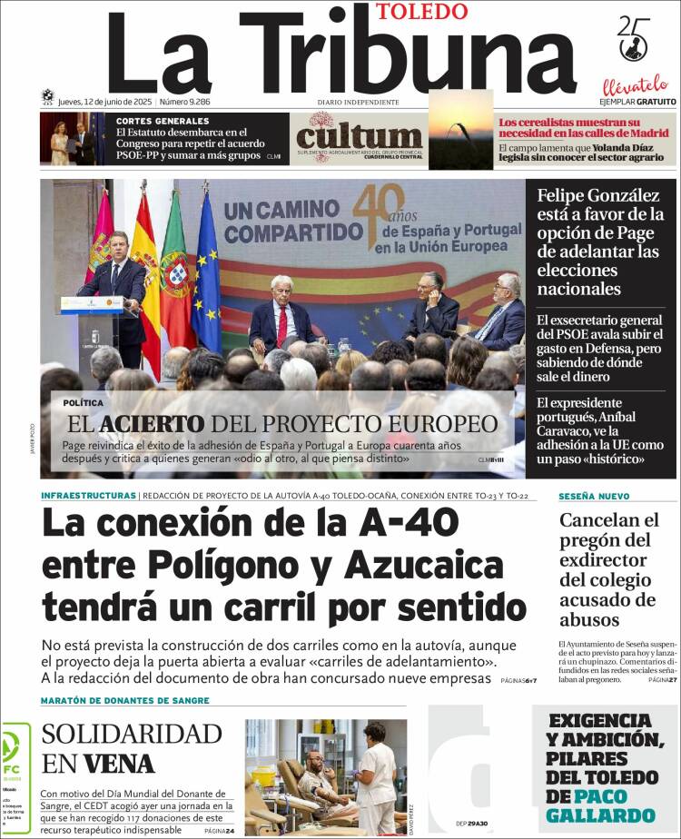 Portada de La Tribuna de Toledo (España)