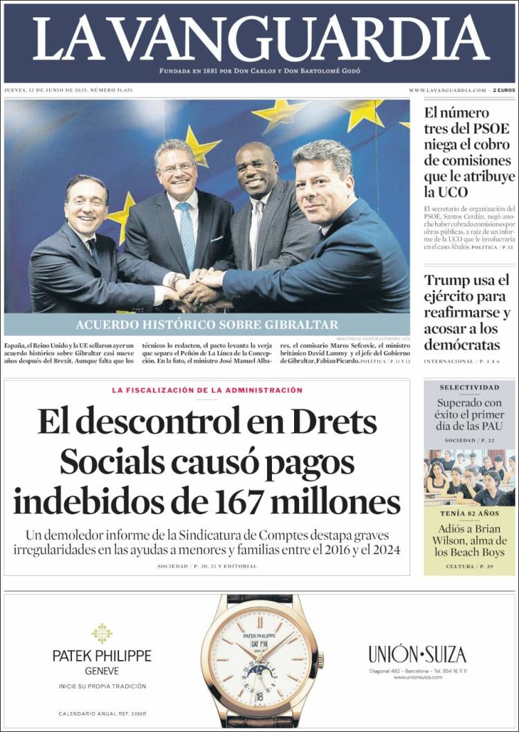 Portada de La Vanguardia (España)