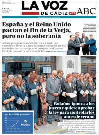 Portada de La Voz de Cádiz (España)