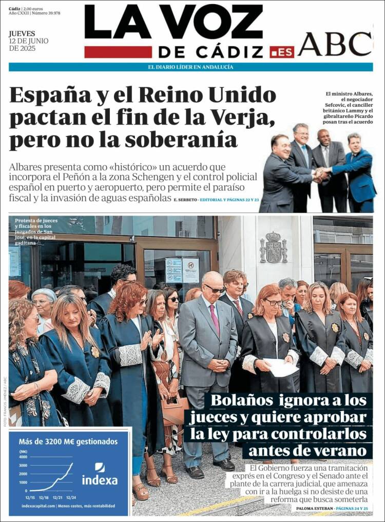 Portada de La Voz de Cádiz (España)