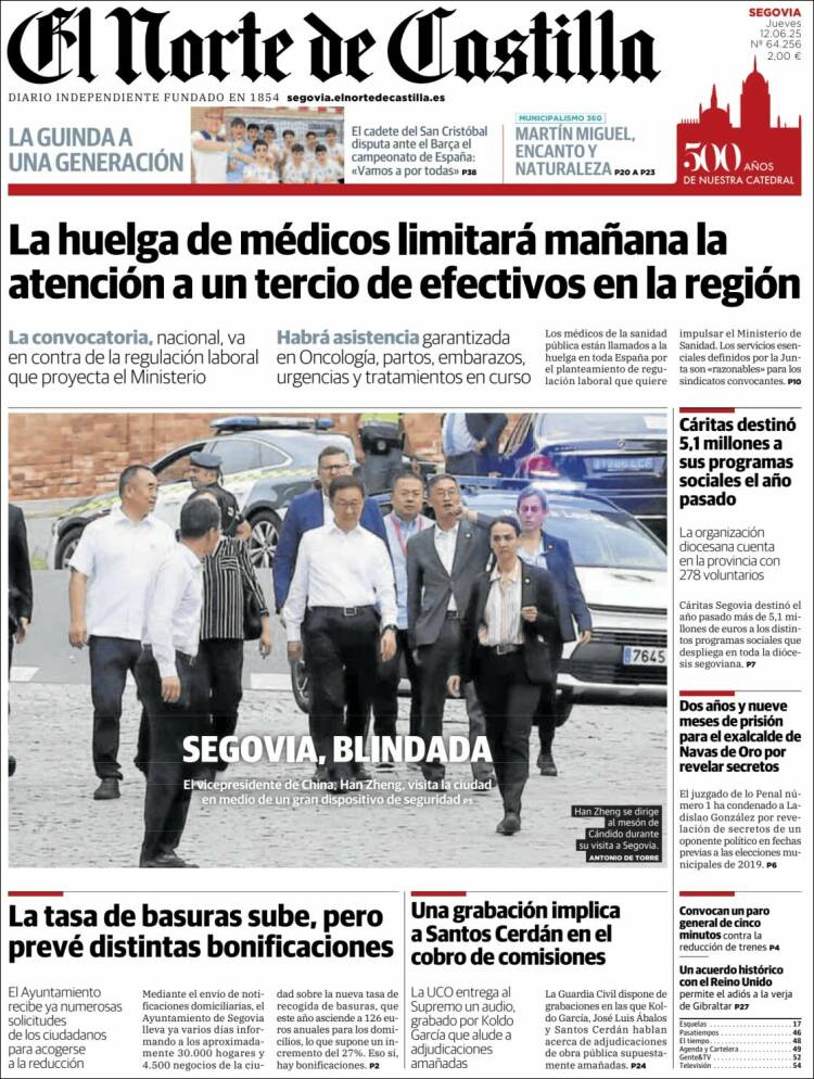 Portada de Norte de Castilla - Segovia (España)
