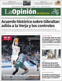 Portada de La Opinión de Málaga (España)
