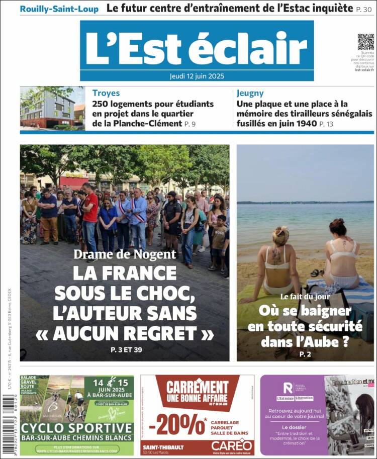 Portada de L'Est Eclair (Francia)