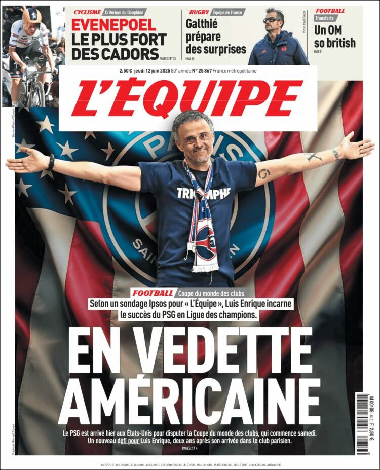 Portada de L'Equipe (Francia)