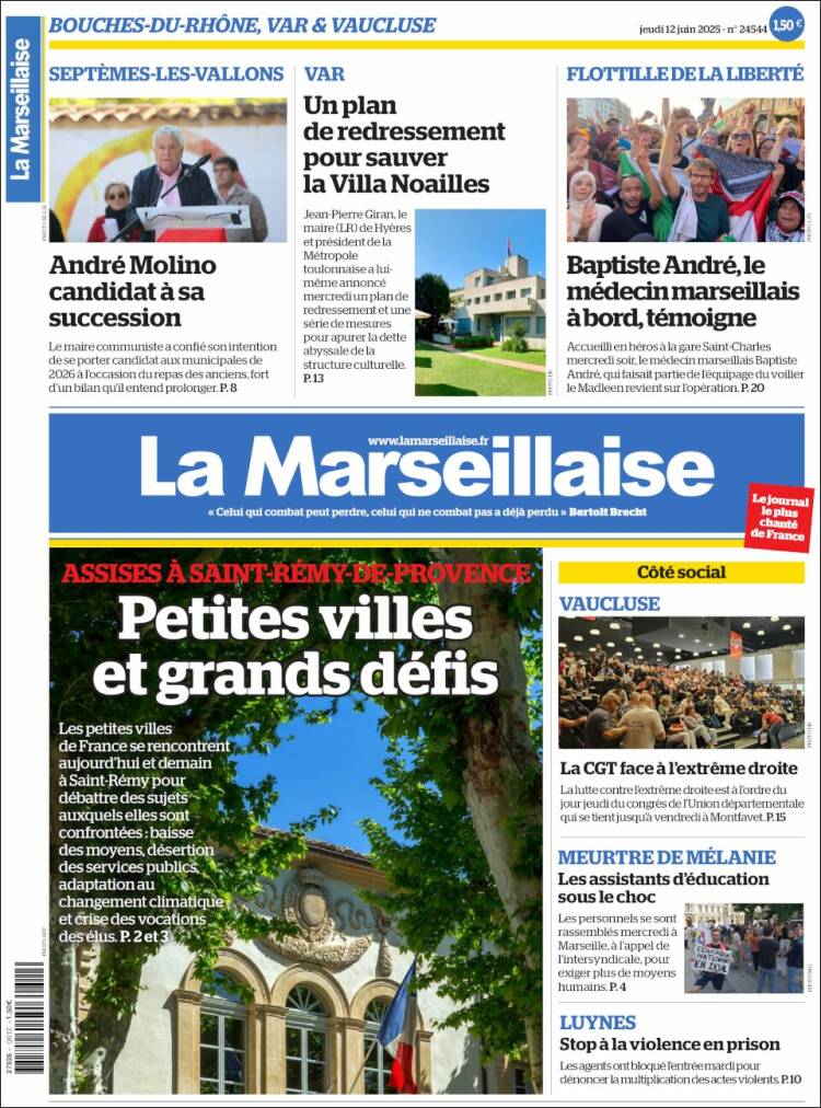 Portada de La Marseillaise (Francia)