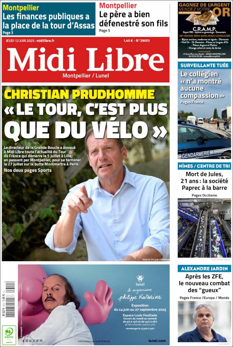 Portada de Midi Libre (Francia)