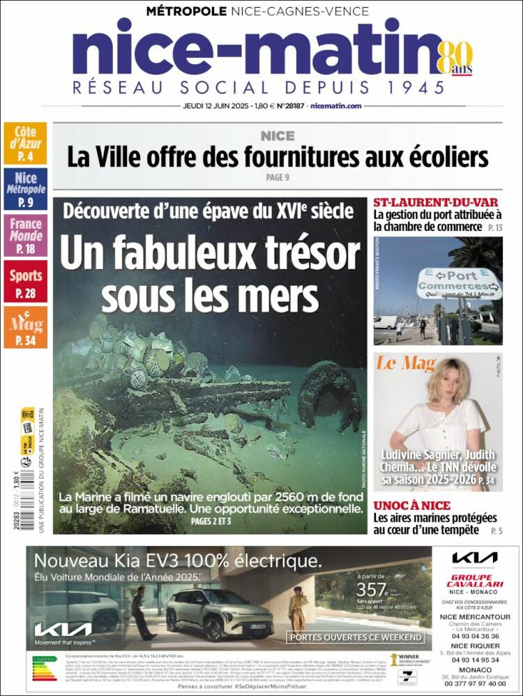 Portada de Nice-Matin (Francia)