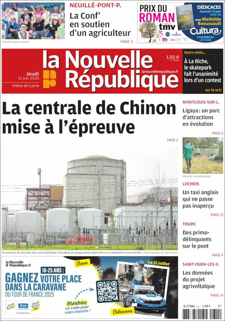 Portada de La Nouvelle Republique (Francia)