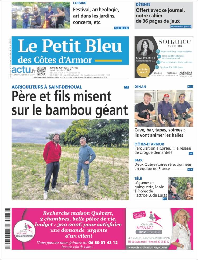 Portada de Le Petit Bleu (Francia)