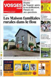 Portada de Vosges Matin (Francia)
