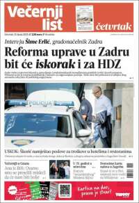 Portada de Večernji (Croacia)