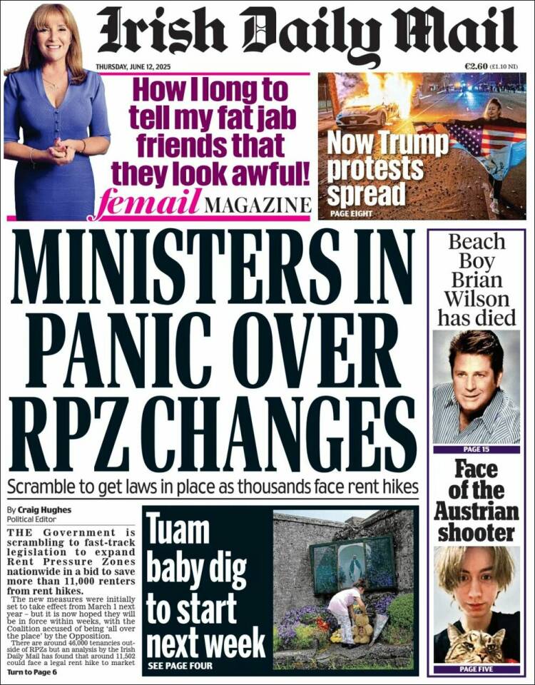 Portada de Irish Daily Mail (Irlanda)