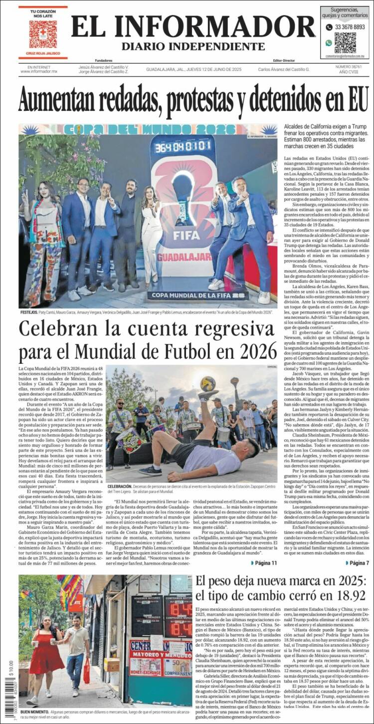 Portada de El Informador (México)