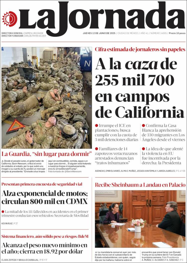 Portada de La Jornada (México)