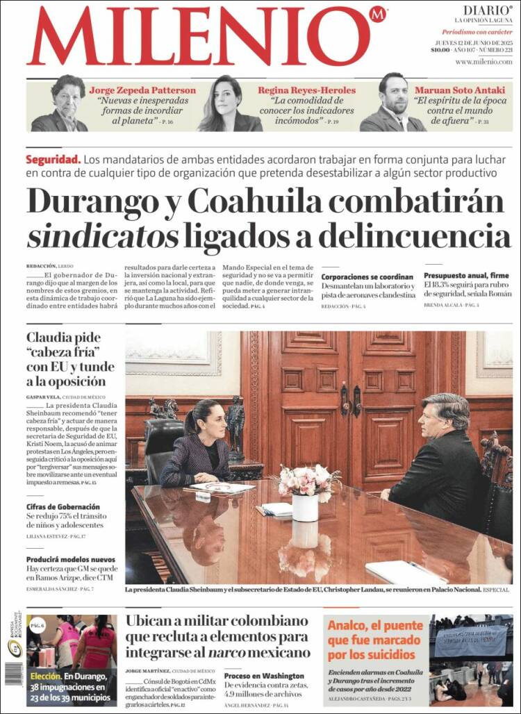 Portada de Milenio - Laguna (Mexico)