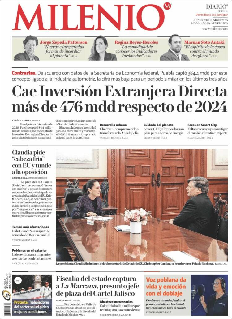 Portada de Milenio de Puebla (México)