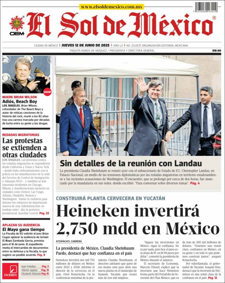 Portada de El Sol de México (México)