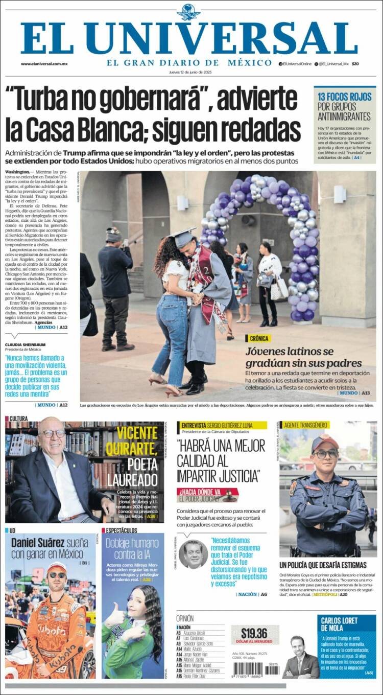Portada de El Universal (México)