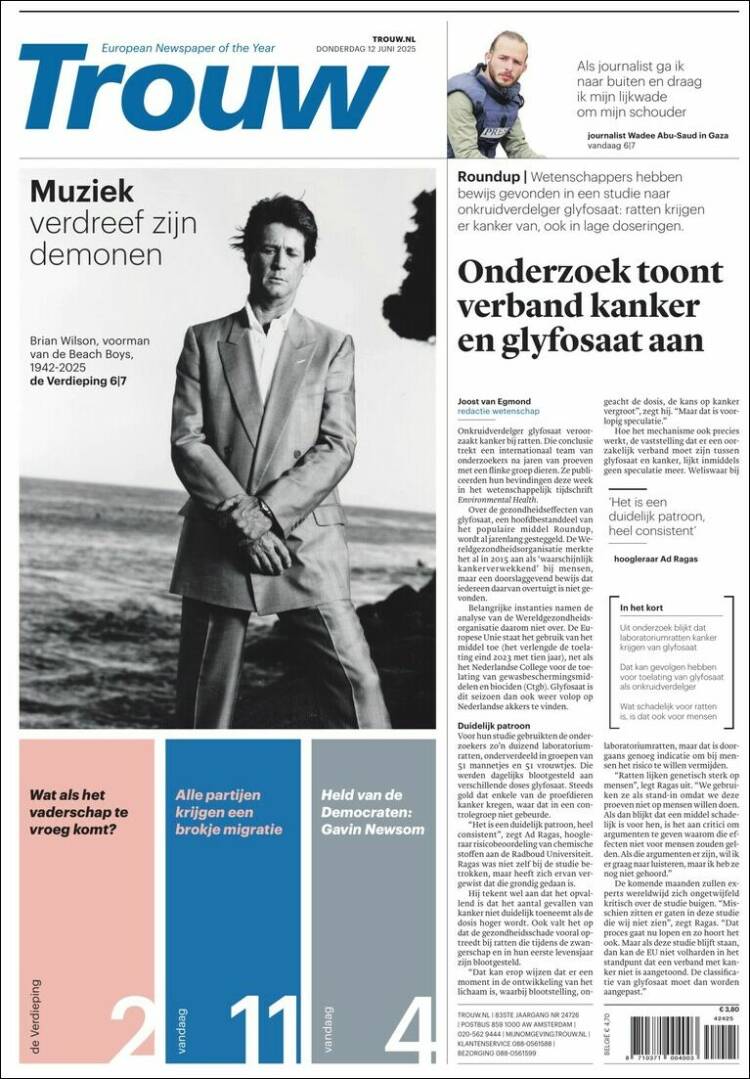 Portada de Trouw (Países Bajos)