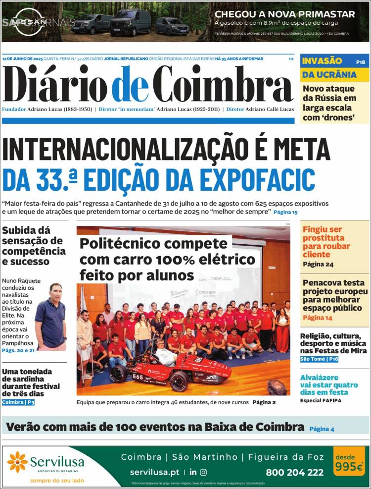 Portada de Diário de Coimbra (Portugal)