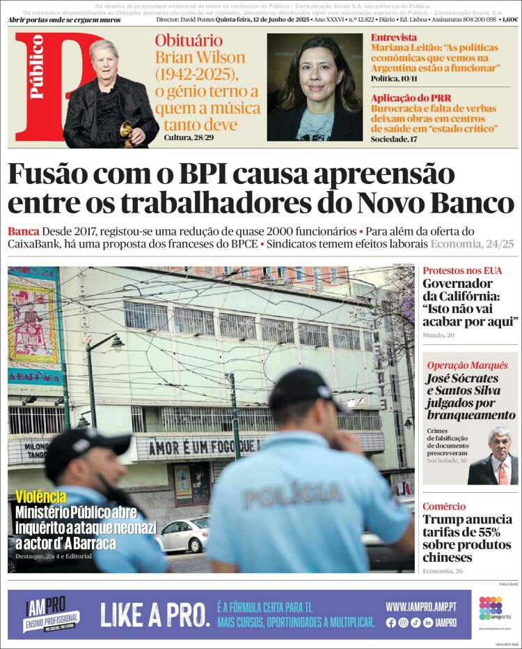 Portada de Público (Portugal)