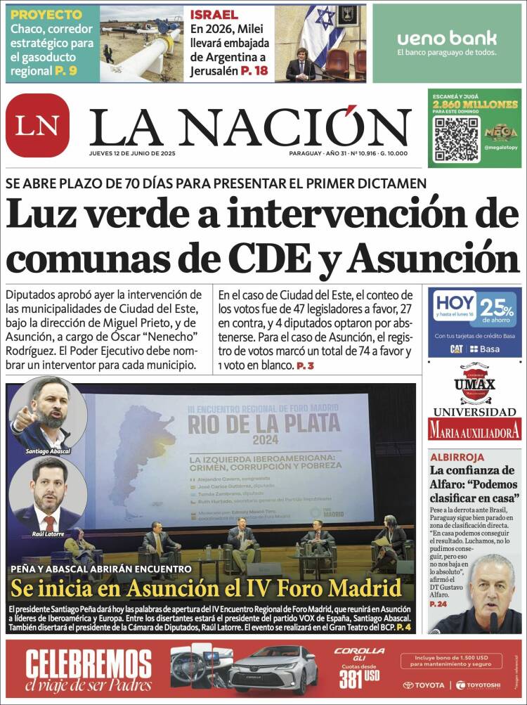 Portada de La Nación (Paraguay)