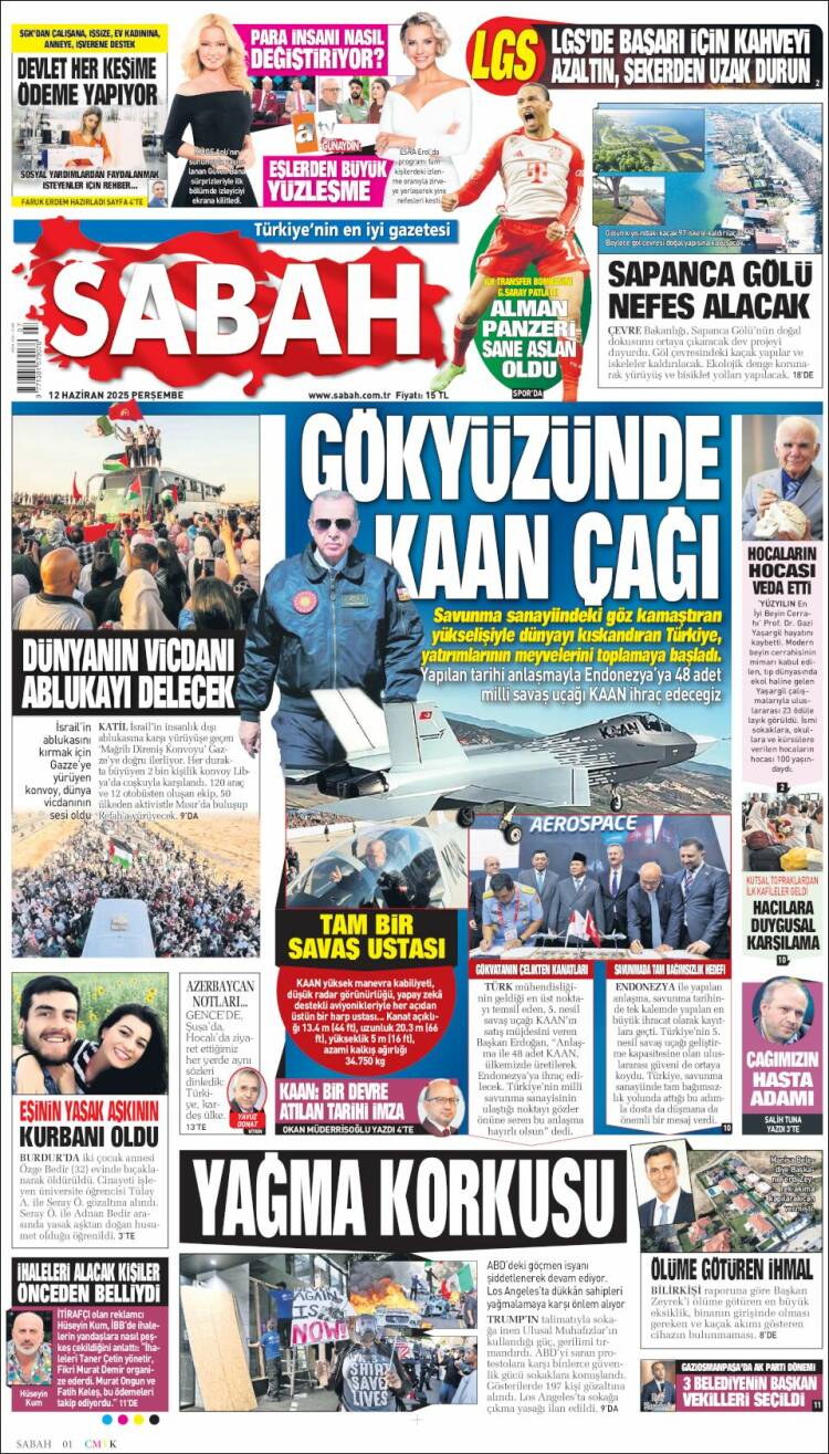 Portada de Sabah (Turquía)