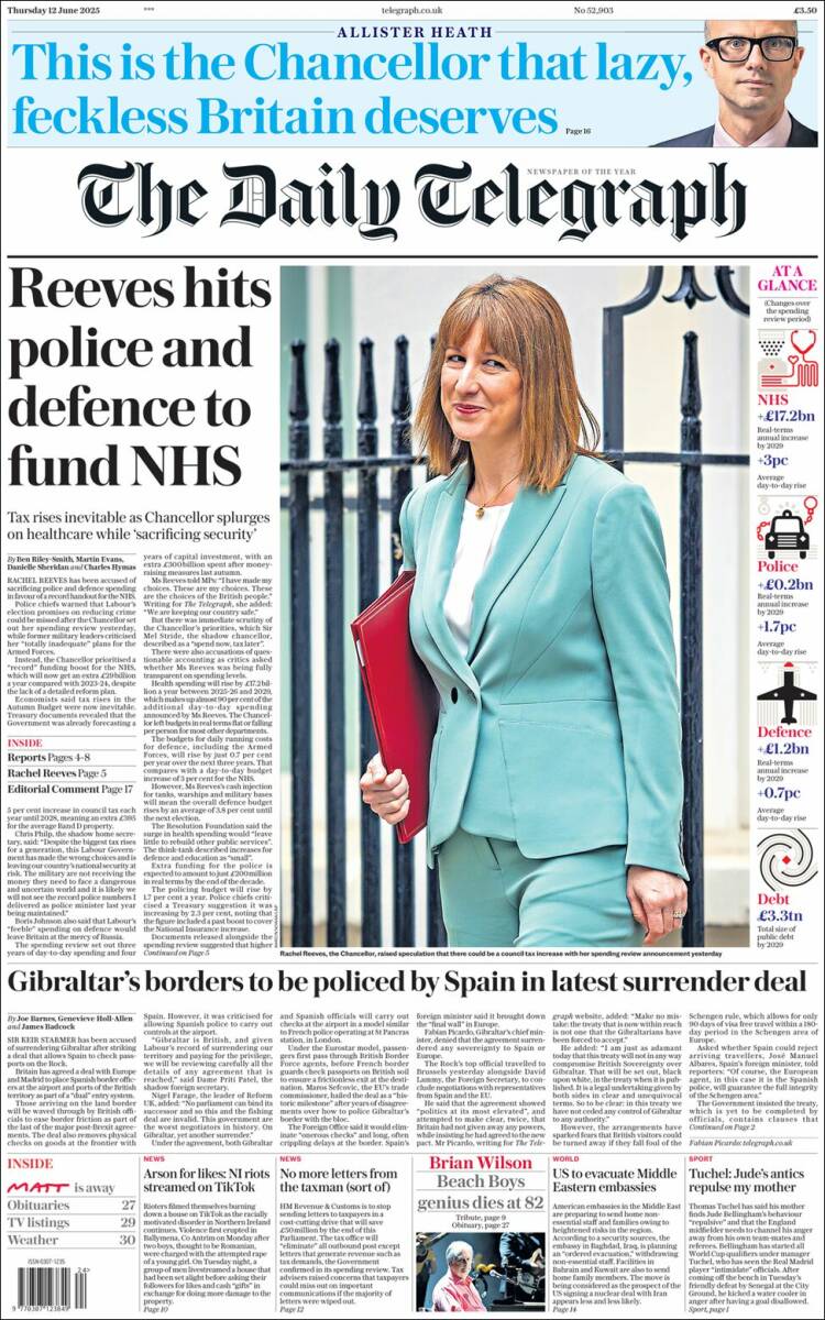 Portada de Daily Telegraph (Reino Unido)