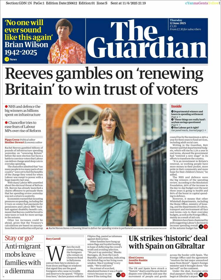 Portada de The Guardian (Reino Unido)