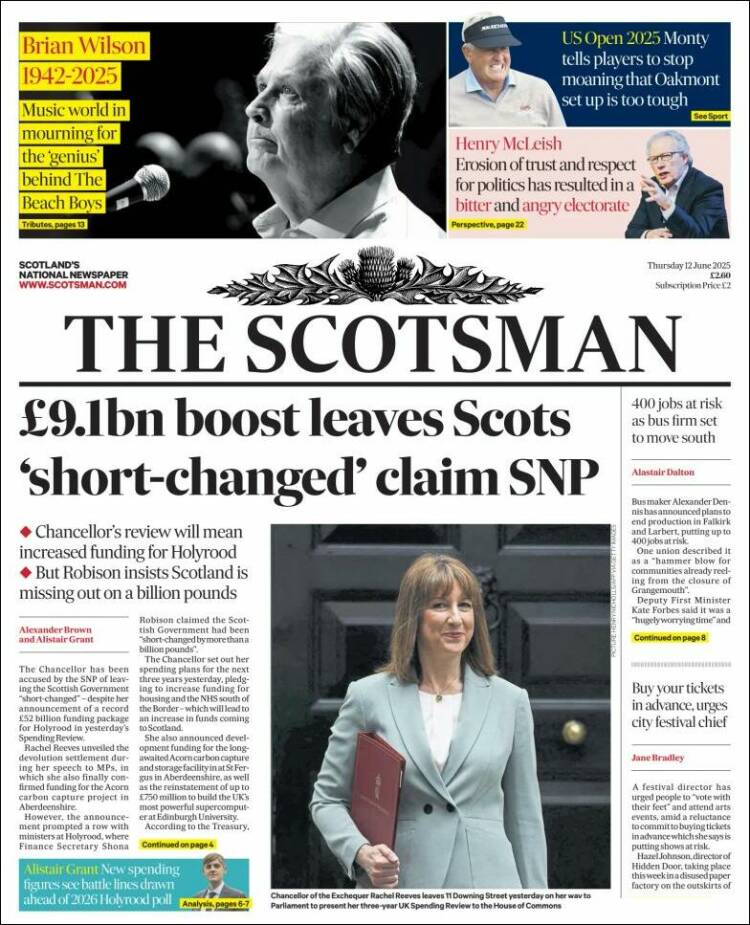 Portada de The Scotsman (United Kingdom)