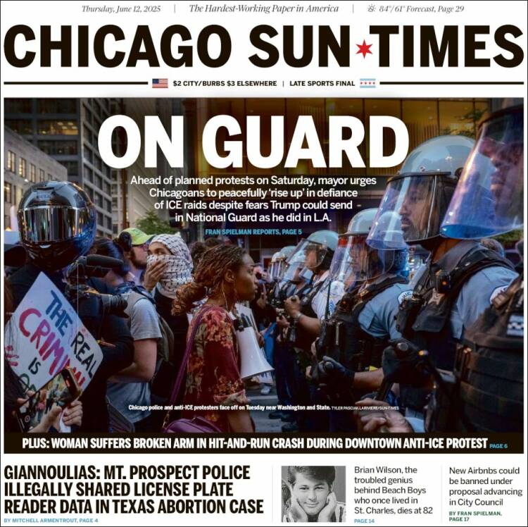 Portada de Chicago Sun-Times (USA)
