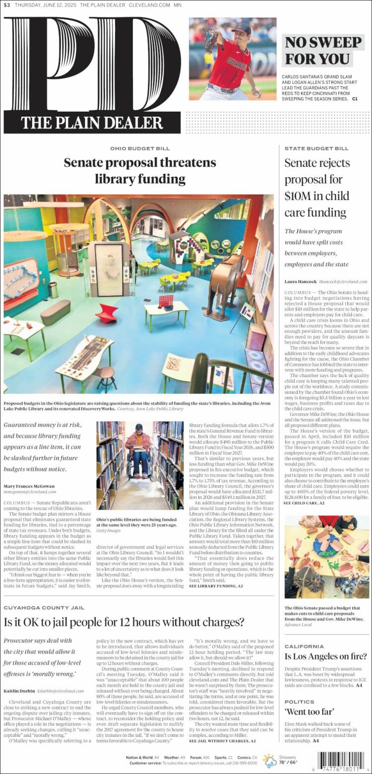 Portada de The Plain Dealer (USA)