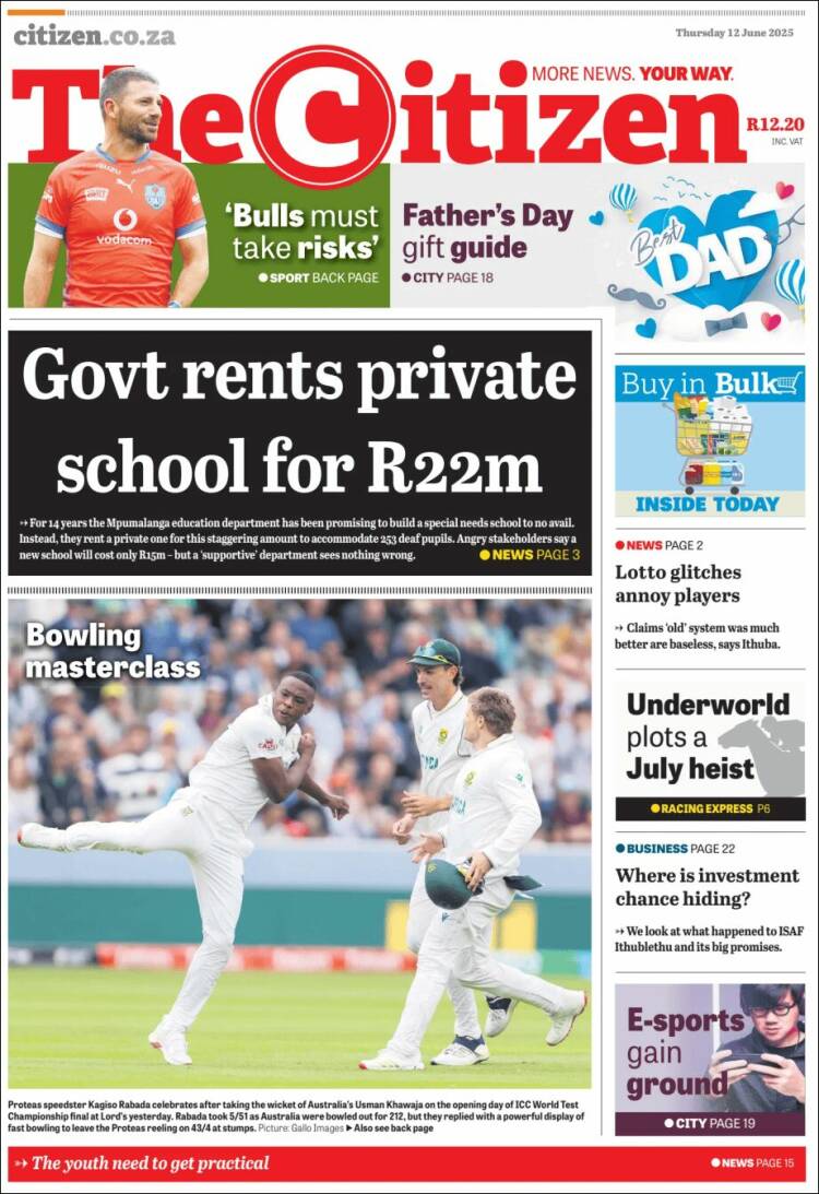 Portada de The Citizen (Sudáfrica)