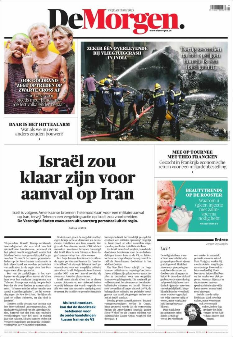 Portada de De Morgen (Bélgica)