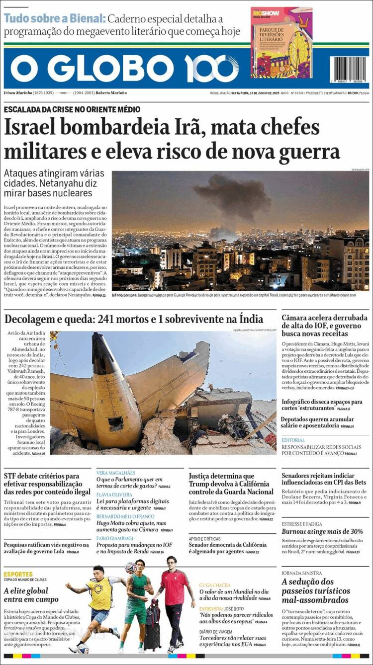 Portada de O Globo (Brasil)