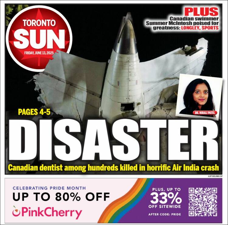 Portada de The Toronto Sun (Canadá)