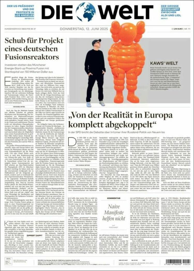 Portada de Die Welt (Germany)