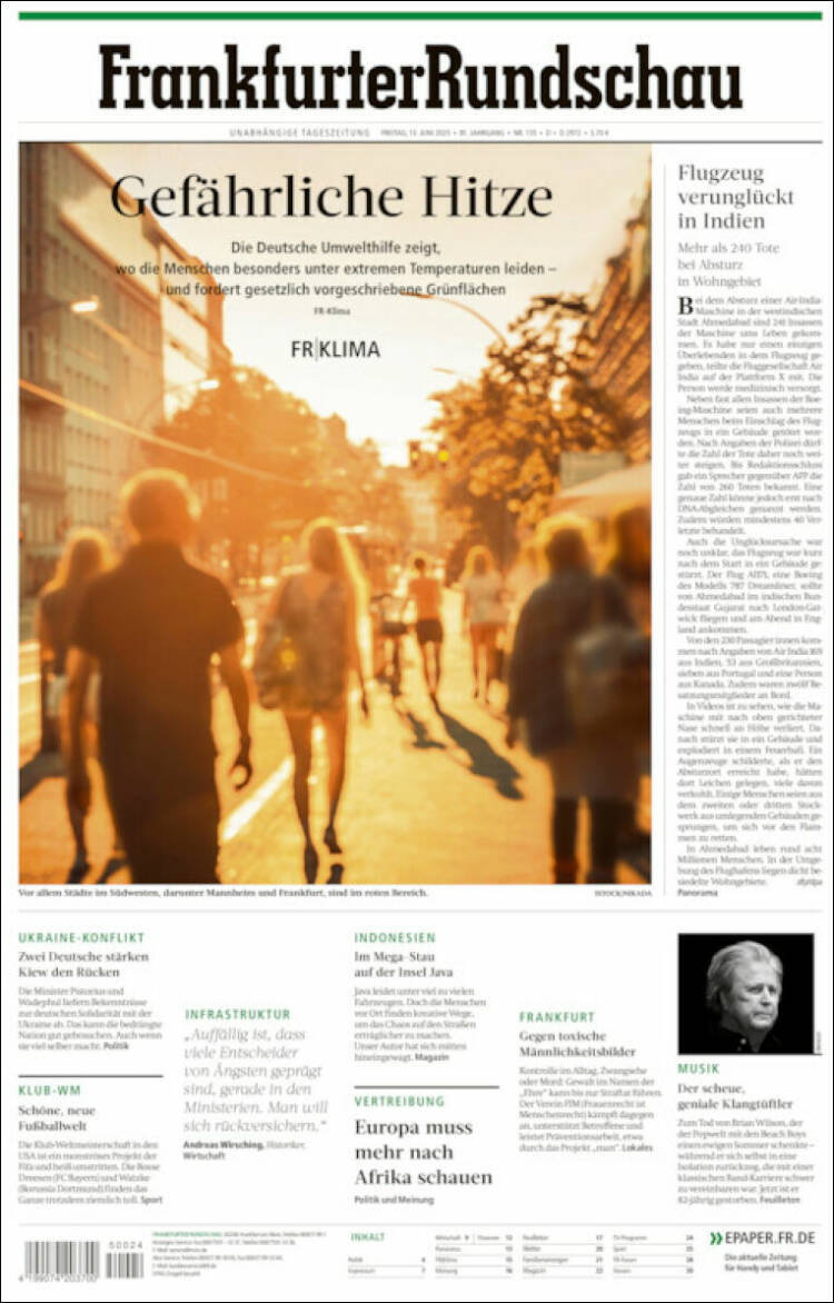 Portada de Frankfurter Rundschau (Alemania)