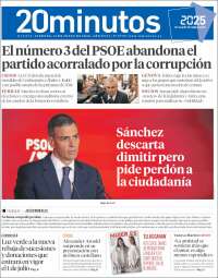 Portada de 20 Minutos - Madrid (España)