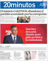 Portada de 20 Minutos - Sevilla (España)