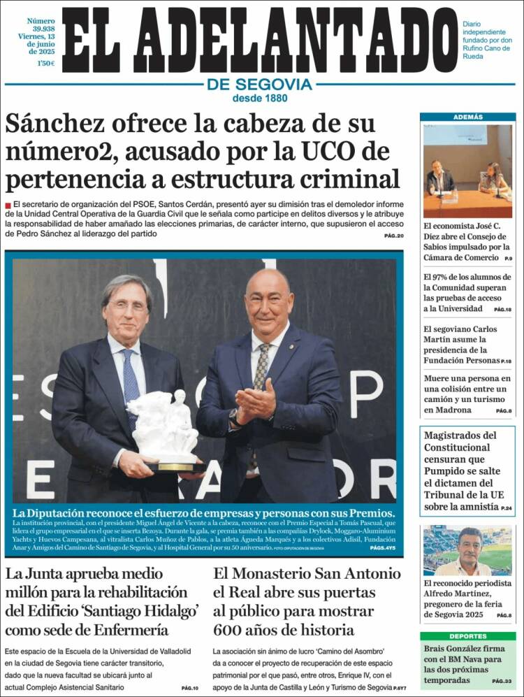 Portada de El Adelantado de Segovia (España)