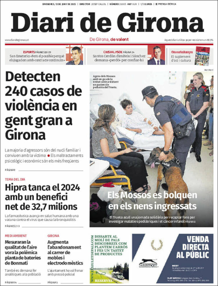 Portada de Diari de Girona (España)