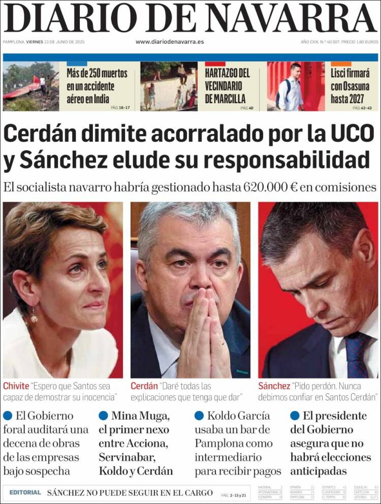 Portada de Diario de Navarra (España)