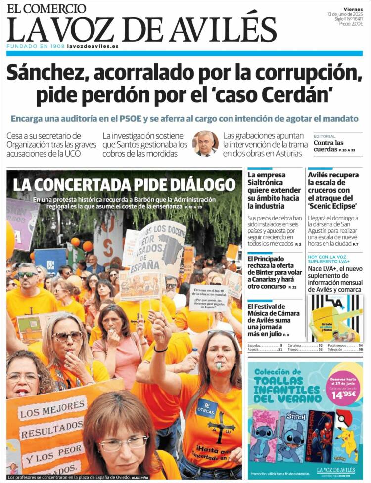 Portada de El Comercio - Avilés (España)