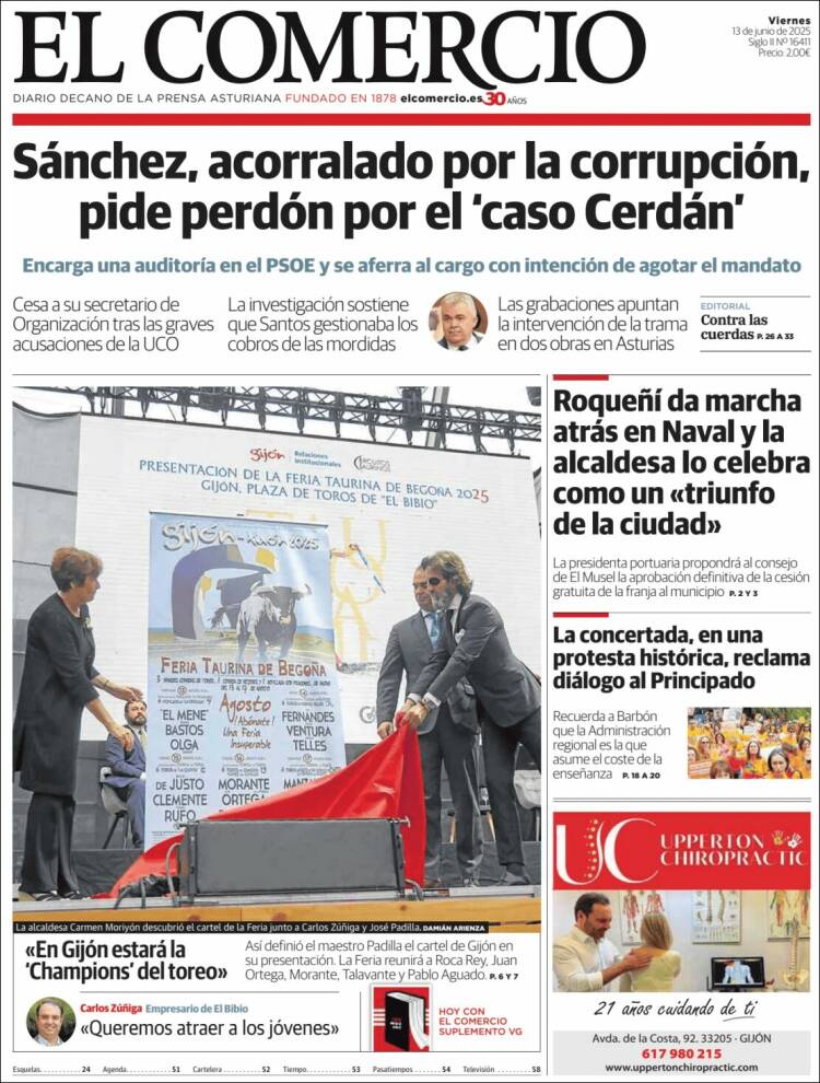 Portada de El Comercio - Gijón (España)
