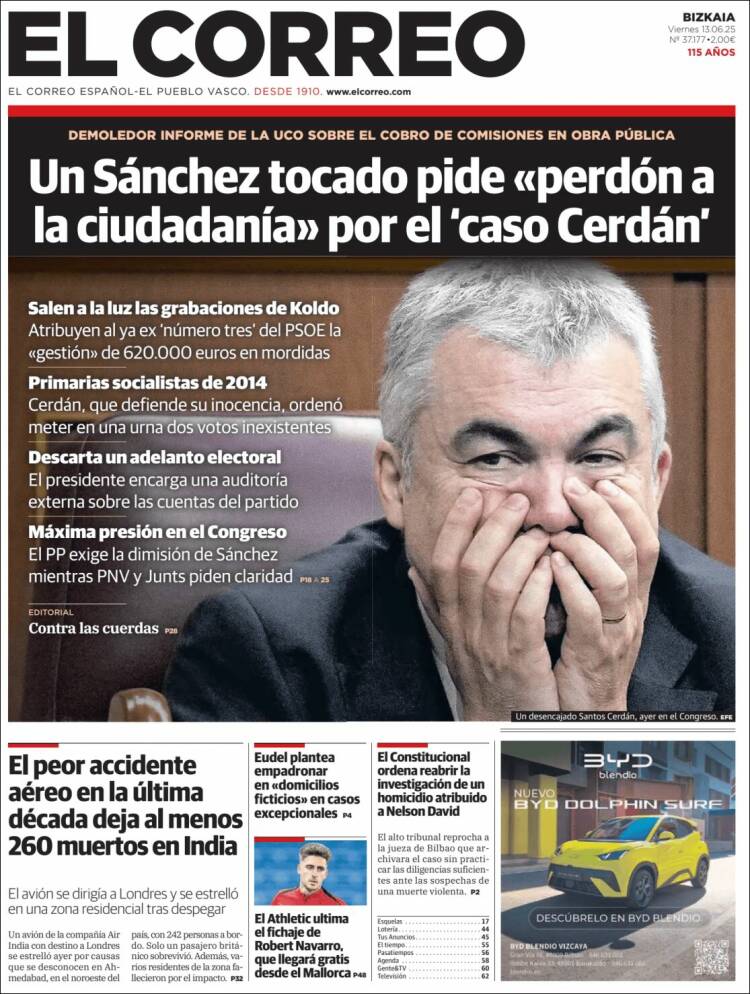 Portada de El Correo (España)