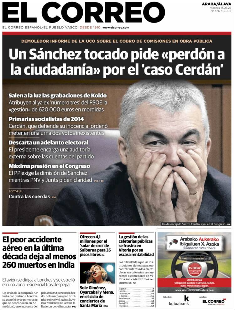 Portada de El Correo - Álava (España)