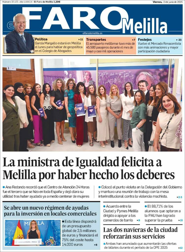Portada de El Faro de Melilla (España)