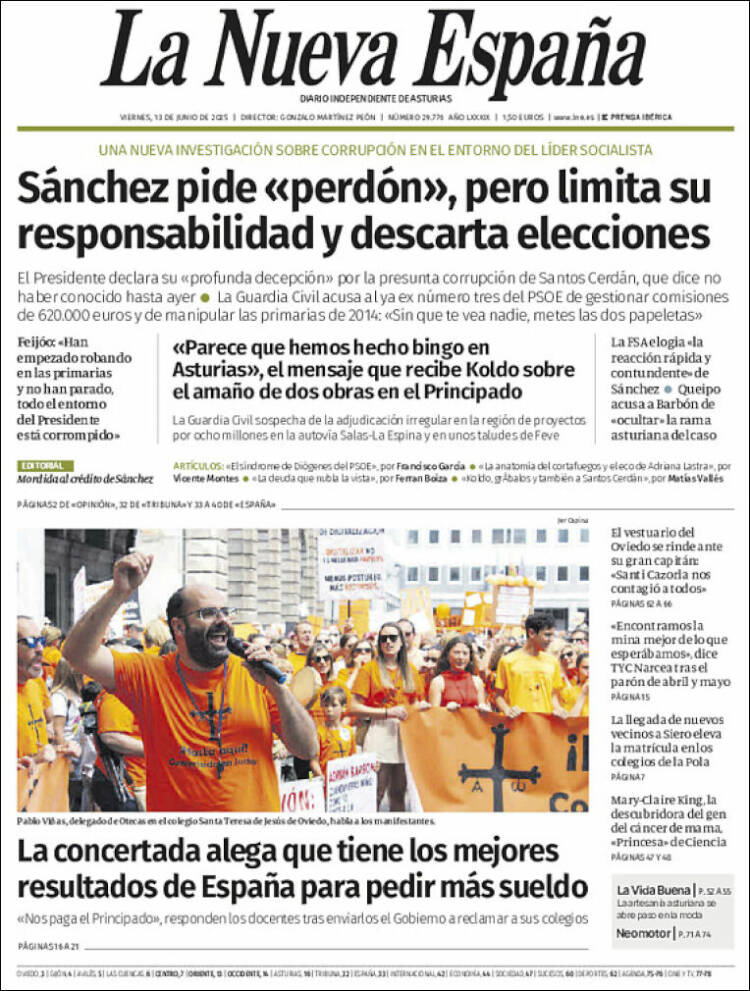 Portada de La Nueva España (España)